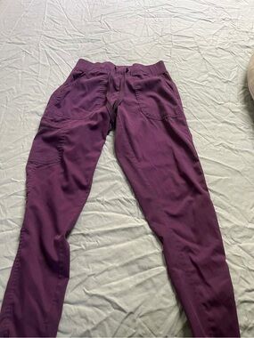 Adar Plum Scrub Straight Leg Pants with Drawstring Waist Size XS